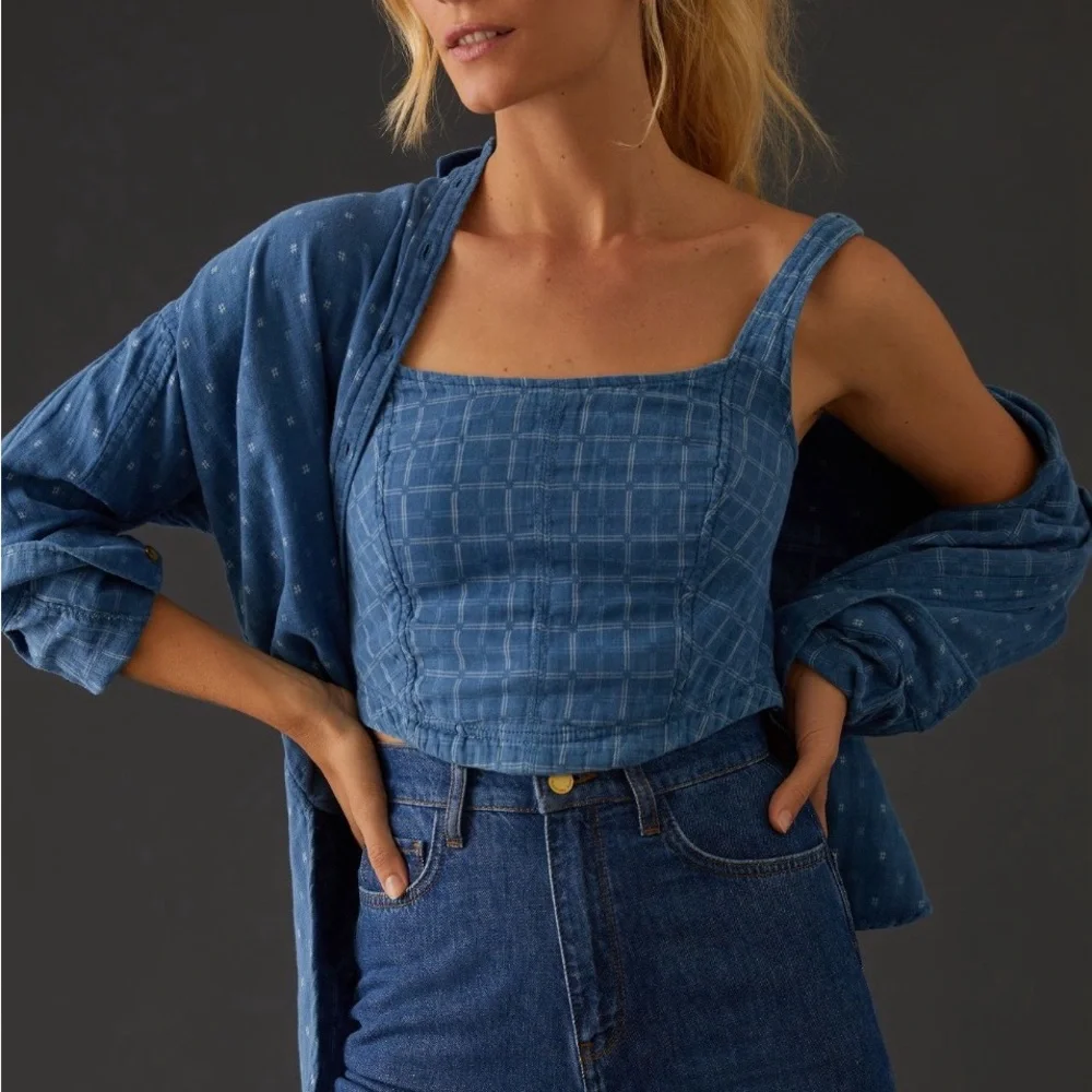 Pilcro Cotton Corset Tank & Buttondown - Picture 4 of 7